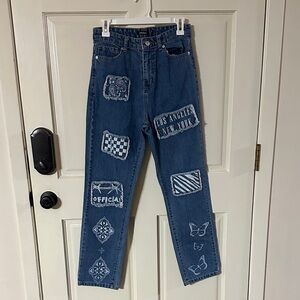 Boohoo Blue Patchwork Women Jeans